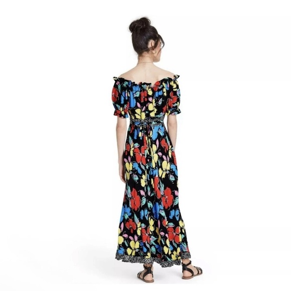 Rixo X Target Floral Maxi Dress Women 2 Puff Sleeve Boho Bright Fiesta Colorful - Picture 3 of 13